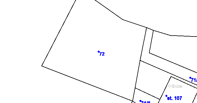 Parcela st. 72 v KÚ Ratišovice, Katastrální mapa