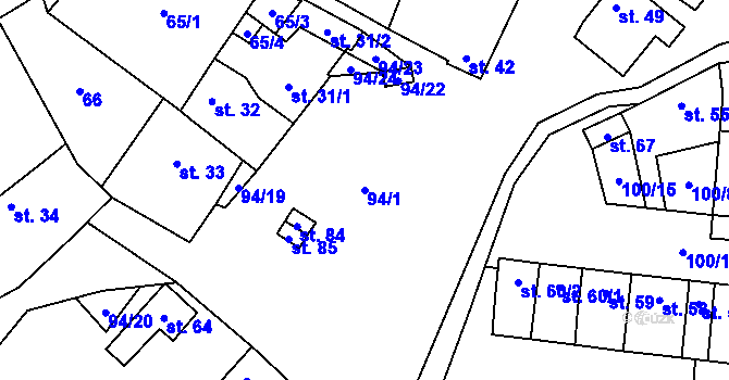 Parcela st. 94/1 v KÚ Ratišovice, Katastrální mapa