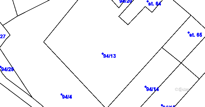 Parcela st. 94/13 v KÚ Ratišovice, Katastrální mapa