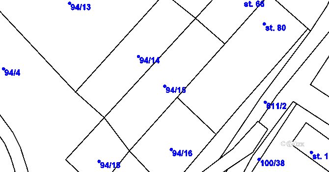 Parcela st. 94/15 v KÚ Ratišovice, Katastrální mapa