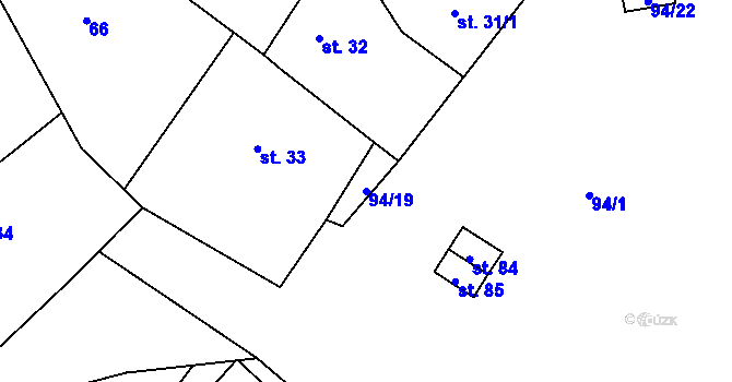 Parcela st. 94/19 v KÚ Ratišovice, Katastrální mapa