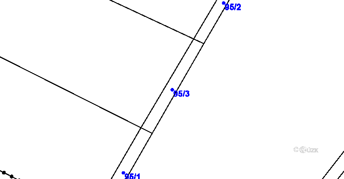 Parcela st. 95/3 v KÚ Ratišovice, Katastrální mapa
