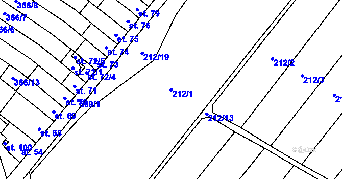 Parcela st. 212/1 v KÚ Ratišovice, Katastrální mapa