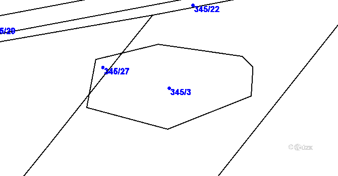 Parcela st. 345/3 v KÚ Ratišovice, Katastrální mapa