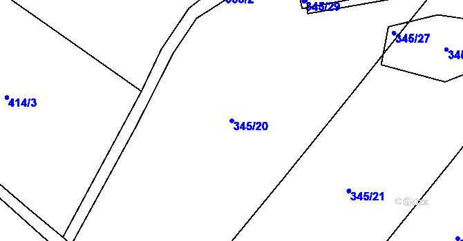 Parcela st. 345/20 v KÚ Ratišovice, Katastrální mapa