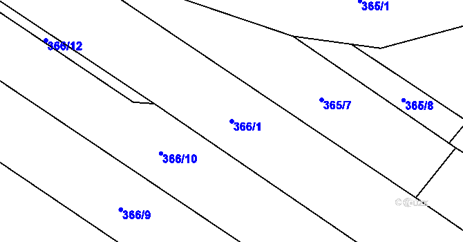 Parcela st. 366/1 v KÚ Ratišovice, Katastrální mapa