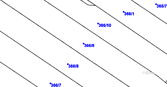 Parcela st. 366/9 v KÚ Ratišovice, Katastrální mapa