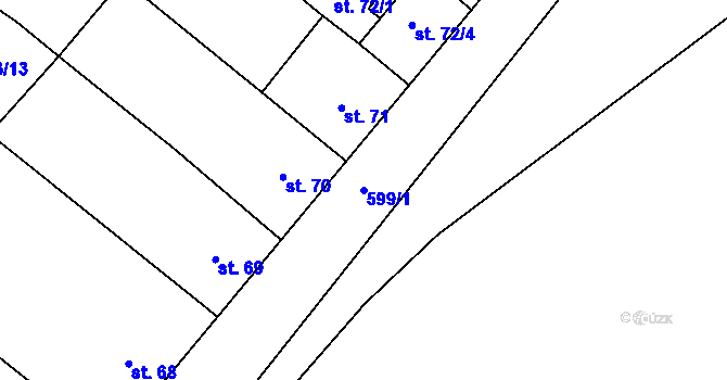 Parcela st. 599/1 v KÚ Ratišovice, Katastrální mapa