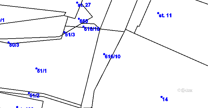 Parcela st. 616/10 v KÚ Ratišovice, Katastrální mapa