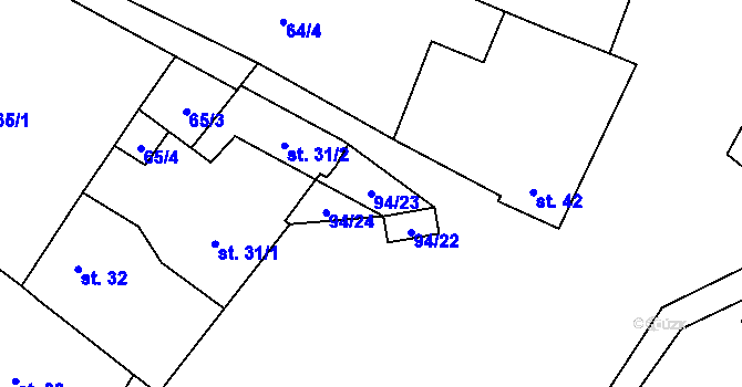 Parcela st. 94/23 v KÚ Ratišovice, Katastrální mapa
