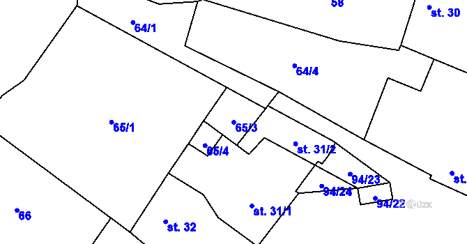 Parcela st. 65/3 v KÚ Ratišovice, Katastrální mapa
