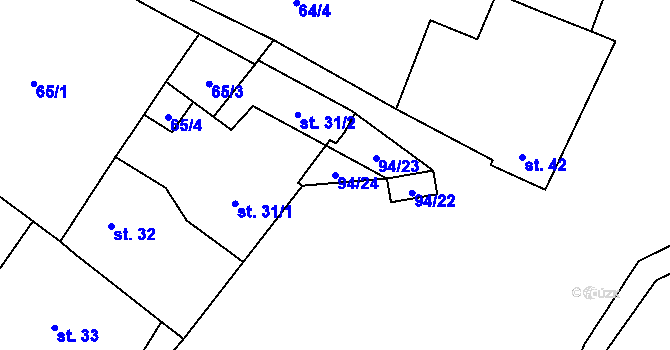 Parcela st. 94/24 v KÚ Ratišovice, Katastrální mapa