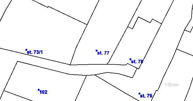 Parcela st. 77 v KÚ Stupešice, Katastrální mapa