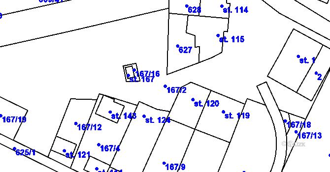 Parcela st. 167/2 v KÚ Stupešice, Katastrální mapa