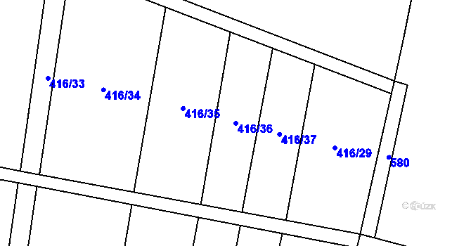 Parcela st. 416/36 v KÚ Stupešice, Katastrální mapa