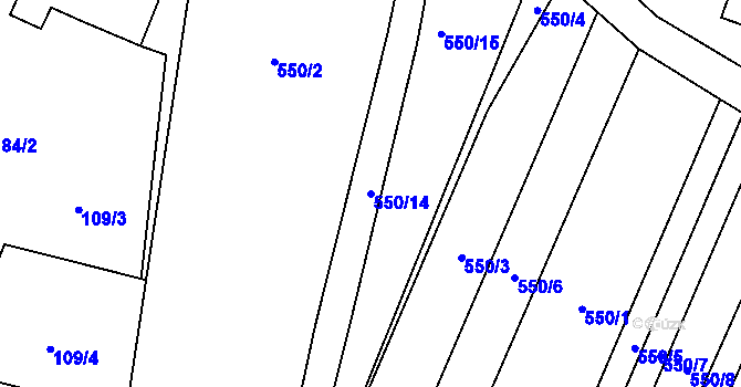 Parcela st. 550/14 v KÚ Stupešice, Katastrální mapa