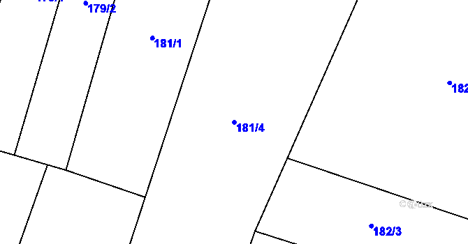 Parcela st. 181/4 v KÚ Běchary, Katastrální mapa