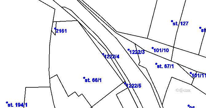 Parcela st. 1222/4 v KÚ Běchary, Katastrální mapa