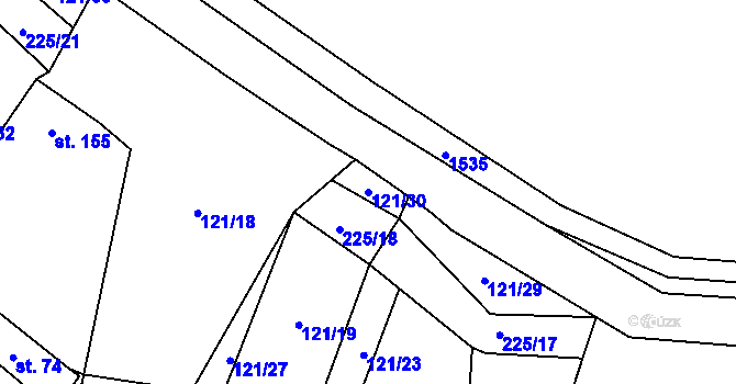 Parcela st. 121/30 v KÚ Běchary, Katastrální mapa