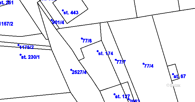 Parcela st. 174 v KÚ Bechlín, Katastrální mapa