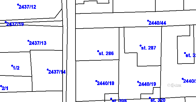 Parcela st. 286 v KÚ Bechlín, Katastrální mapa