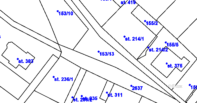Parcela st. 153/13 v KÚ Bechlín, Katastrální mapa
