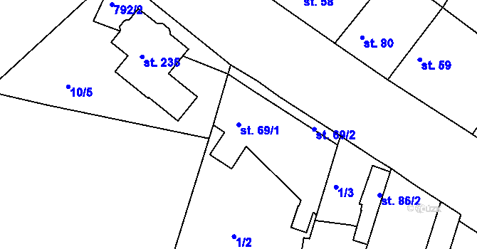 Parcela st. 69/1 v KÚ Předonín, Katastrální mapa