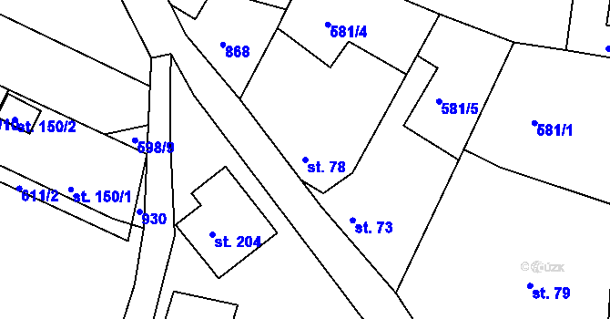 Parcela st. 78 v KÚ Předonín, Katastrální mapa
