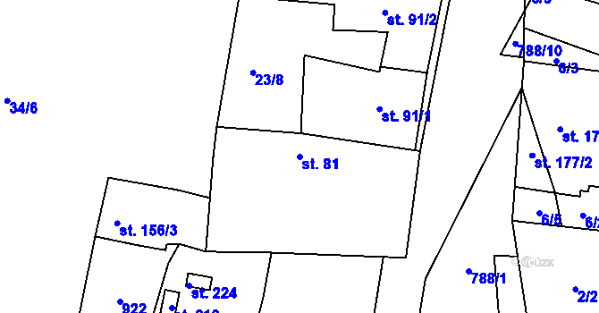 Parcela st. 81 v KÚ Předonín, Katastrální mapa