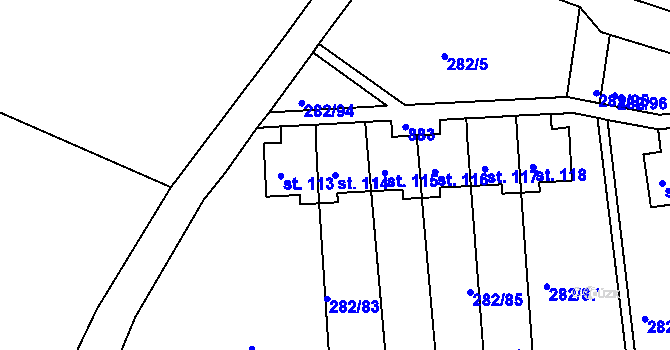 Parcela st. 114 v KÚ Předonín, Katastrální mapa