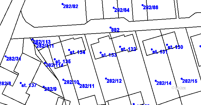 Parcela st. 133 v KÚ Předonín, Katastrální mapa