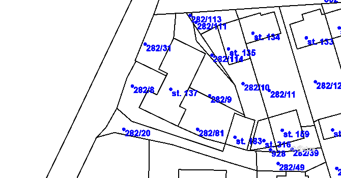 Parcela st. 137 v KÚ Předonín, Katastrální mapa