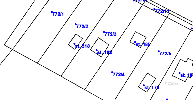 Parcela st. 188 v KÚ Předonín, Katastrální mapa