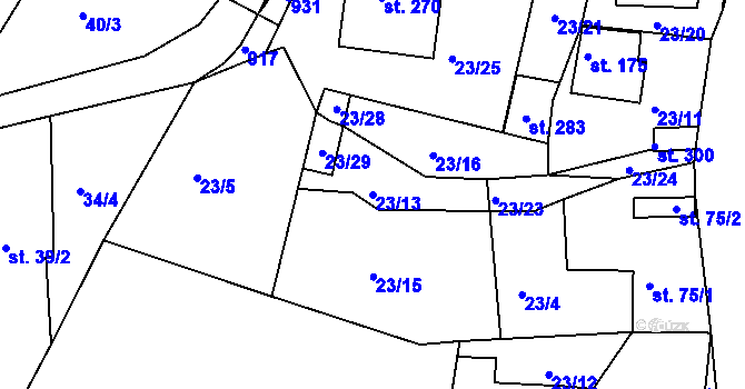 Parcela st. 23/13 v KÚ Předonín, Katastrální mapa