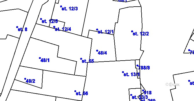 Parcela st. 48/4 v KÚ Předonín, Katastrální mapa