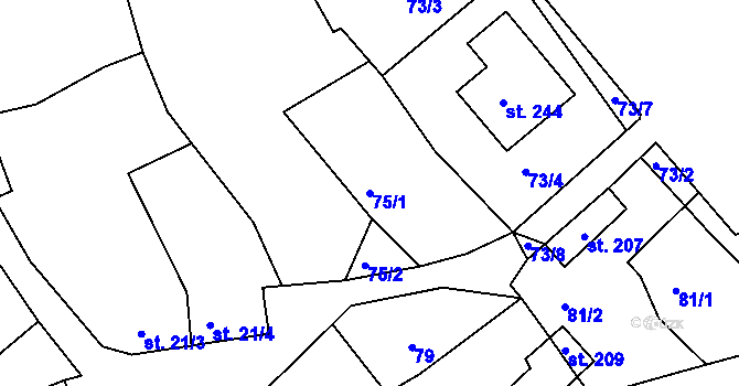 Parcela st. 75/1 v KÚ Předonín, Katastrální mapa