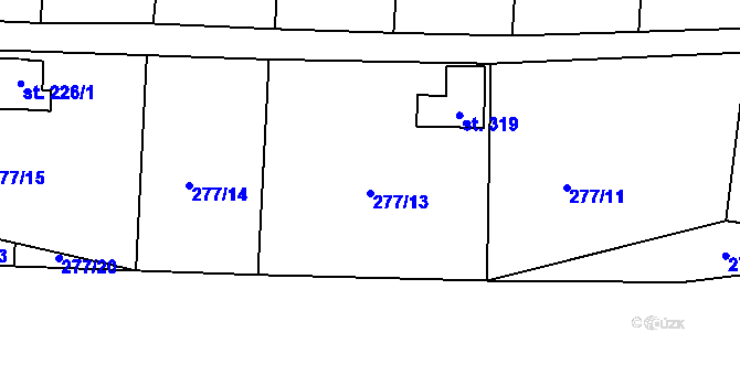 Parcela st. 277/13 v KÚ Předonín, Katastrální mapa