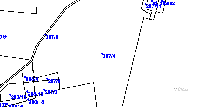 Parcela st. 287/4 v KÚ Předonín, Katastrální mapa