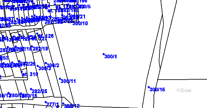 Parcela st. 300/1 v KÚ Předonín, Katastrální mapa