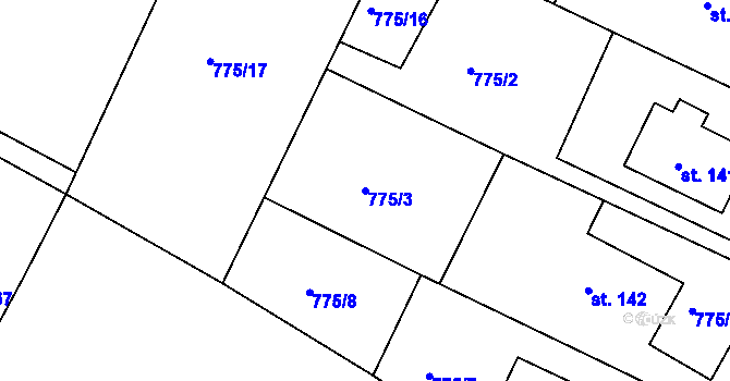 Parcela st. 775/3 v KÚ Předonín, Katastrální mapa