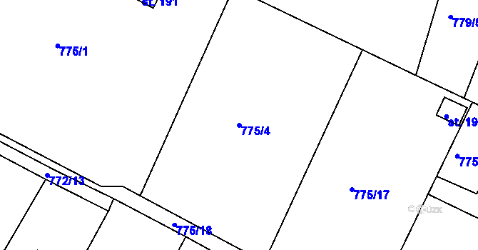 Parcela st. 775/4 v KÚ Předonín, Katastrální mapa