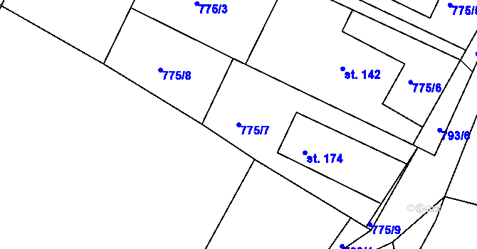 Parcela st. 775/7 v KÚ Předonín, Katastrální mapa