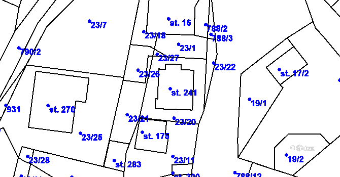 Parcela st. 241 v KÚ Předonín, Katastrální mapa