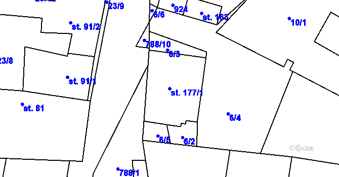 Parcela st. 177/1 v KÚ Předonín, Katastrální mapa