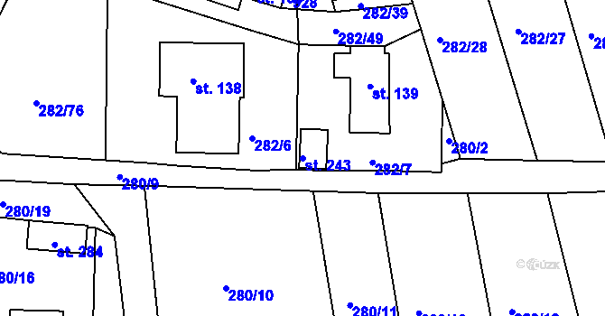 Parcela st. 243 v KÚ Předonín, Katastrální mapa