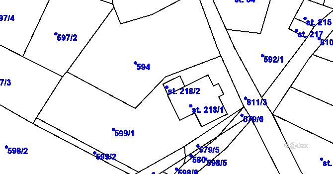 Parcela st. 218/2 v KÚ Předonín, Katastrální mapa