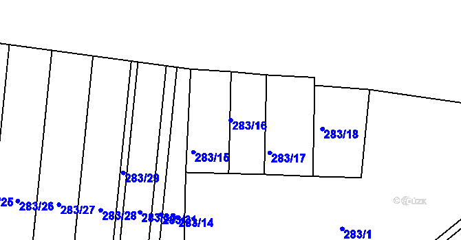 Parcela st. 283/16 v KÚ Předonín, Katastrální mapa