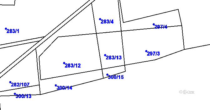Parcela st. 283/13 v KÚ Předonín, Katastrální mapa