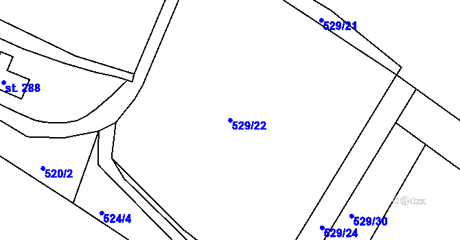 Parcela st. 529/22 v KÚ Předonín, Katastrální mapa