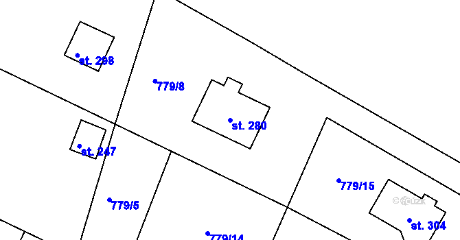Parcela st. 280 v KÚ Předonín, Katastrální mapa